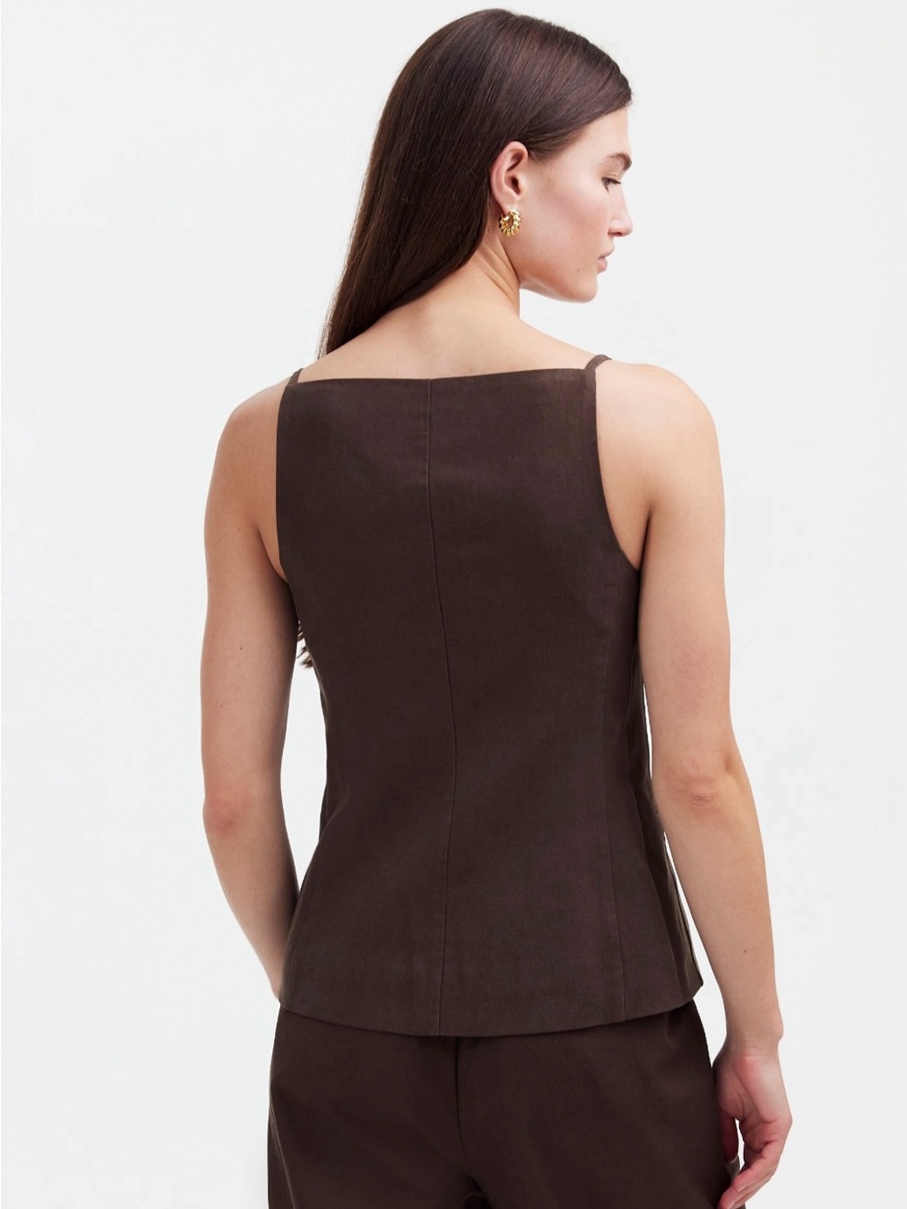 Madewell Brown Button-Front Sleeveless Vest - Picture 3 of 3